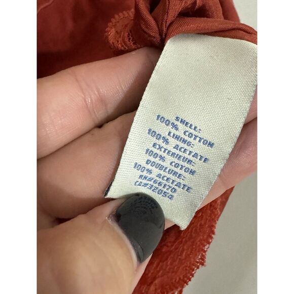 Anthropologie Odille Womans size 14 Orange Rust Solid Cotton A-Line Full Skirt - Picture 3 of 3